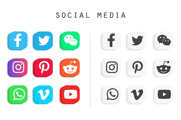 Un set di icone dei social media