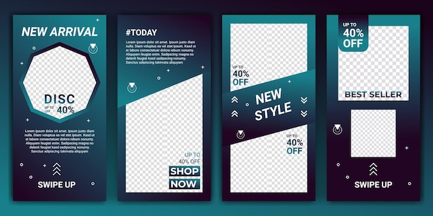 Vettore set di social media ig reti storie vendita banner sfondo con gradiente creativo colorato modello modificabile design per ig story ig frame poster coupon carta regalo illustrazione vettoriale