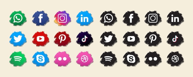 Vector set of social media logo collection