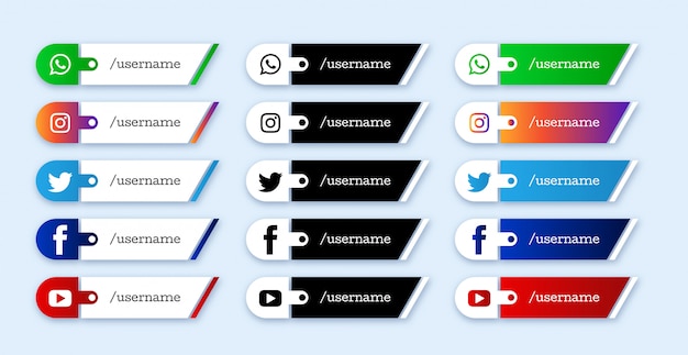 Vector set of social media lower third icons