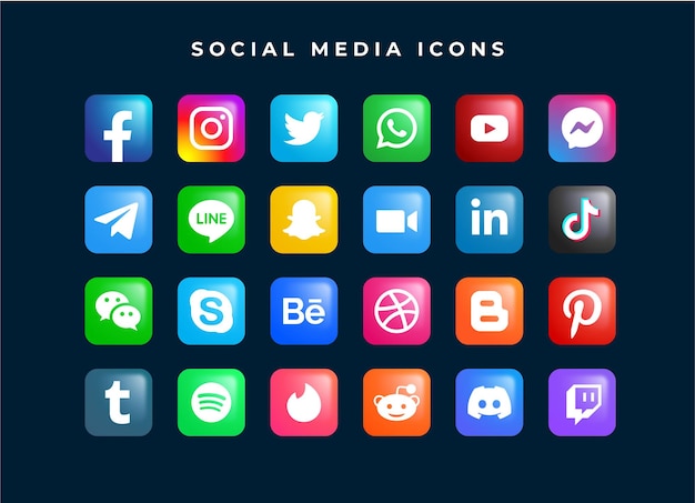 Vector set of social media network logo icon template