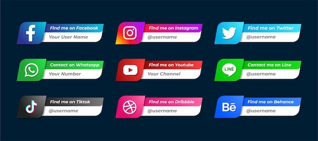 ソーシャルメディアネットワークユーザー名ロゴアイコンテンプレートのセット