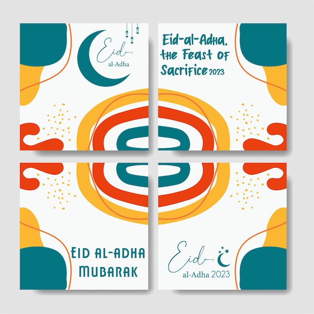 ハッピーイード・アル・アドハ 11 のソーシャル メディア投稿デザインのセット