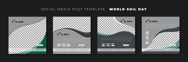 WorldSoilDayテンプレートデザインの波状の背景デザインのソーシャルメディア投稿テンプレートのセット