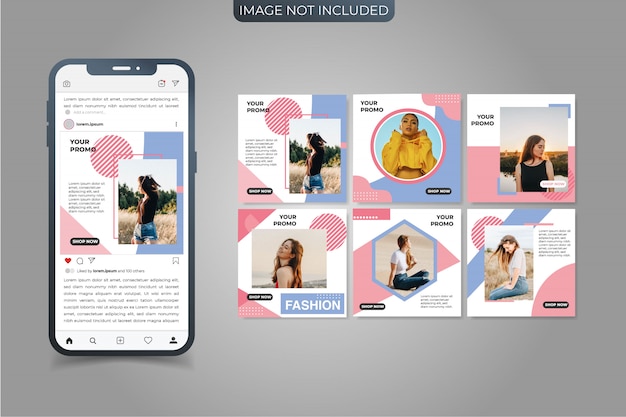 Set di social media premium instagram post square banner template