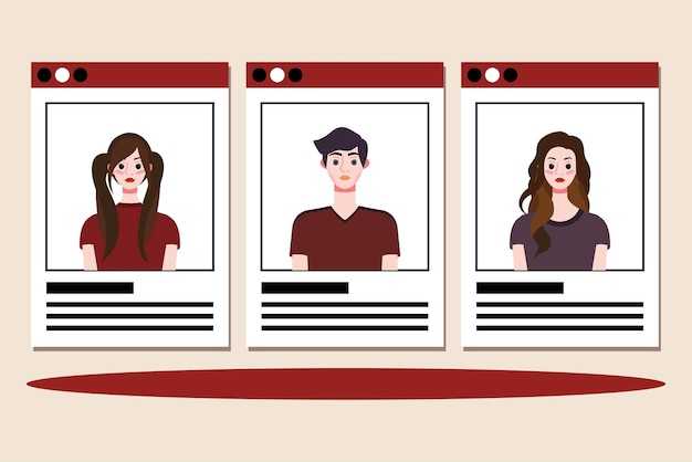 set of social media profile pictures flat design vector illustration