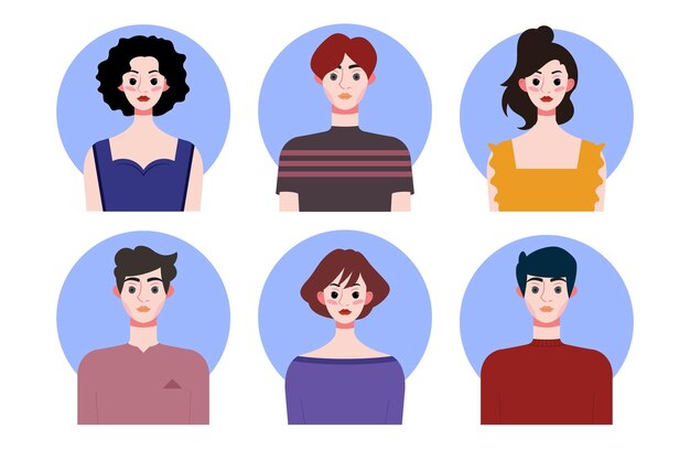 Set of social media profile templates with people avatars Vector illustration