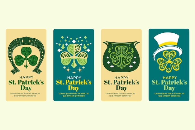 Set of social media story for happy saint patricks day concept