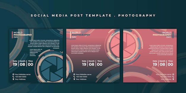 Vector set of social media template with camera shutter design for social media advertising design