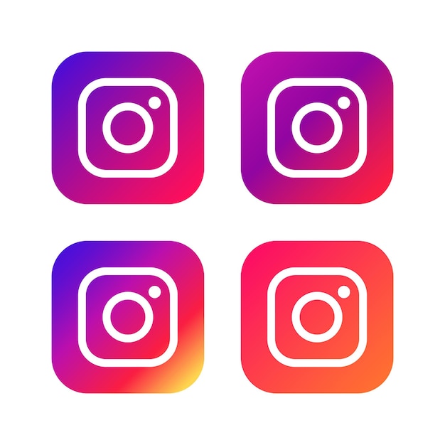 Set of social networking icons Instagram Web design flat icons isolated on white background