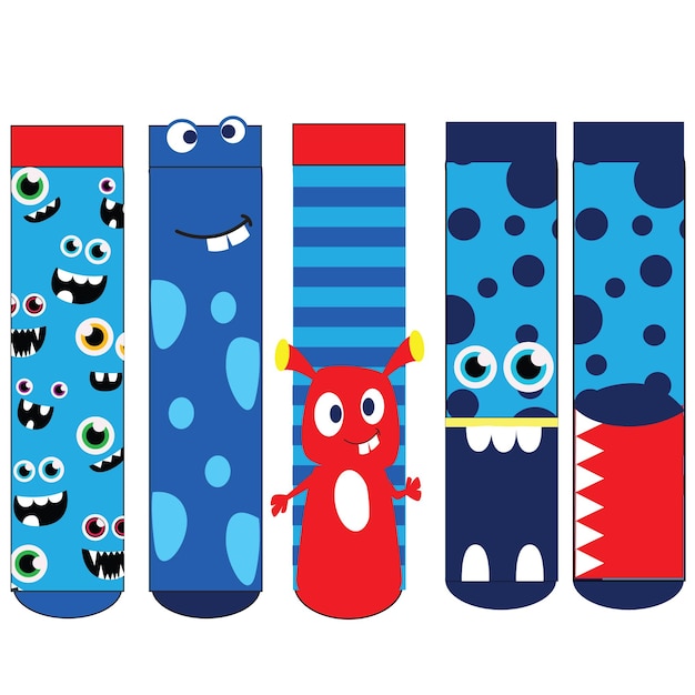 Set of socks pattern. illustrations isolate sock with colored pattern