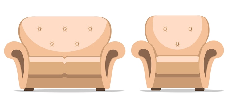 Vector set of sofa and armchair