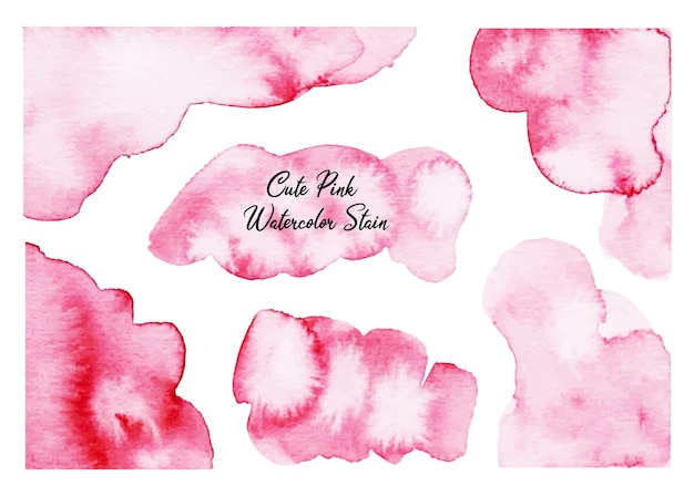 a set of soft pink watercolor stain for decoration