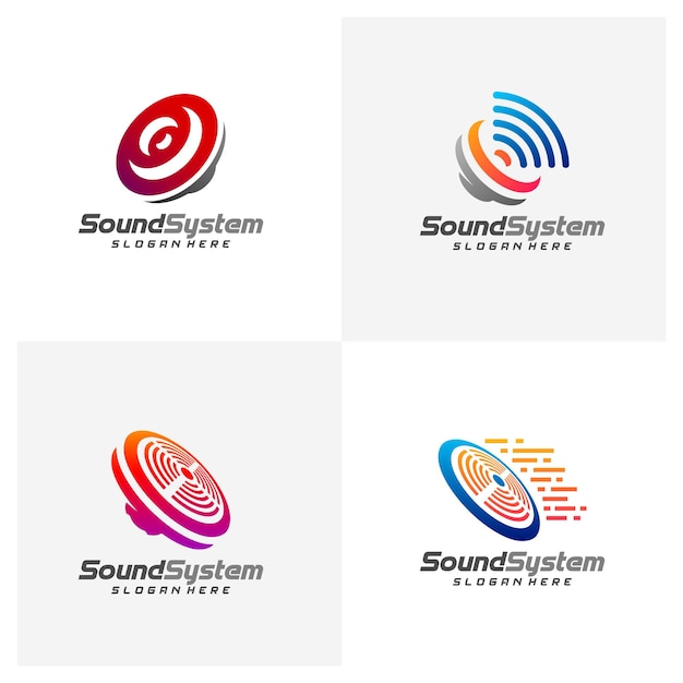 Set di logo del sistema audio design vector sound logo template concept design icona creativa simbolo