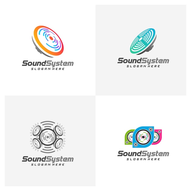 Set di logo del sistema audio design vector sound logo template concept design icona creativa simbolo