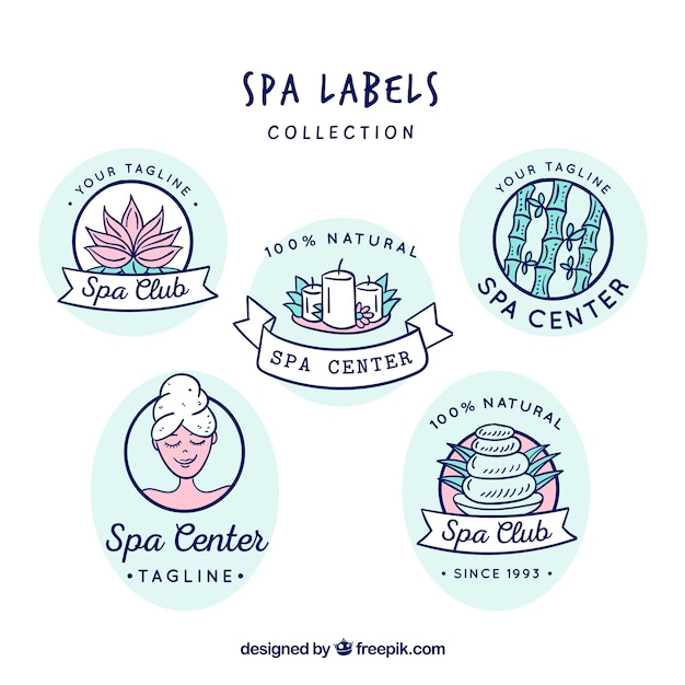 Vector set of spa center logos in flat style