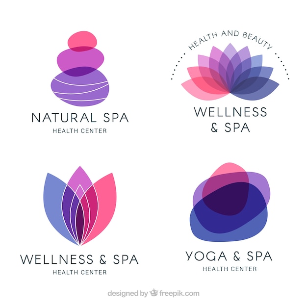 Vector set spa-logo's in vlakke stijl