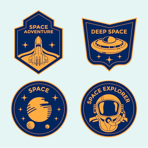 Set di badge per missioni spaziali