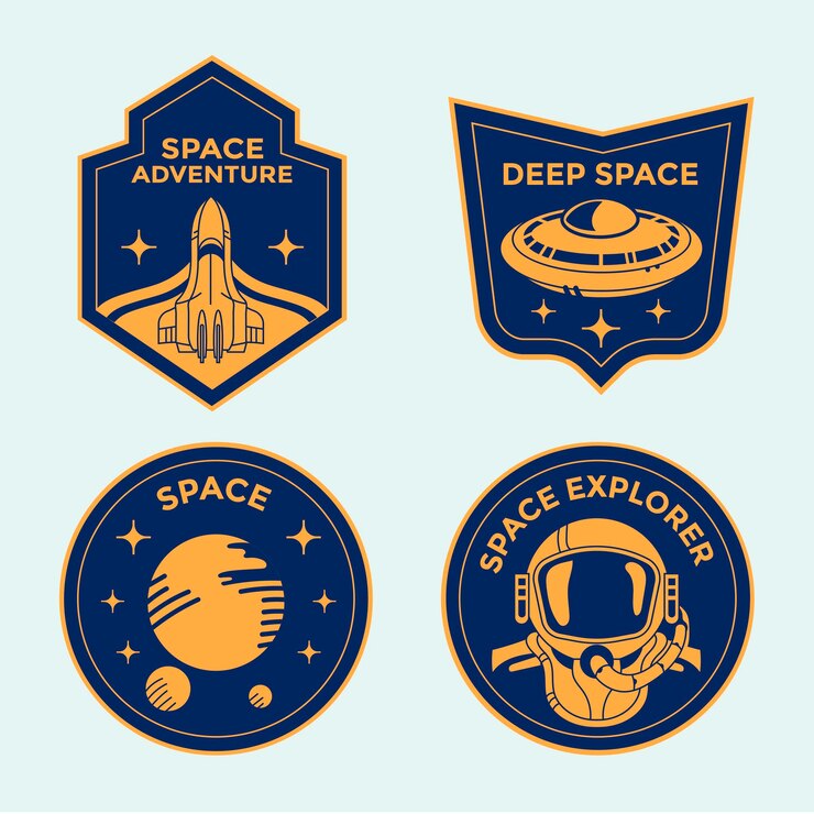 Set of space mission badges