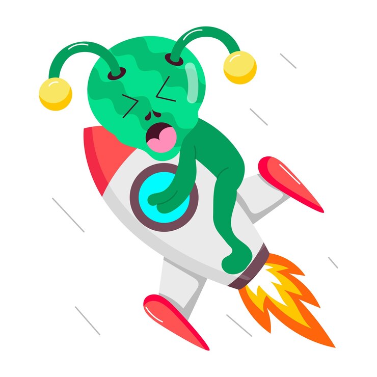 Vector set of space monster and alien flat stickers