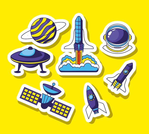 Vector set of space stickers