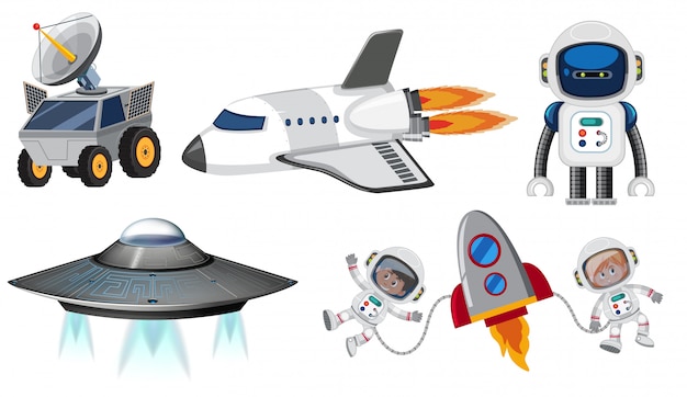 Vector set of space transportation