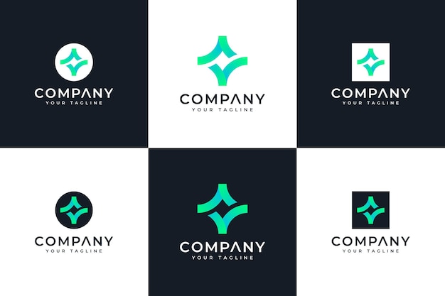 Set di design creativo del logo con segno di spunta scintilla per tutti gli usi