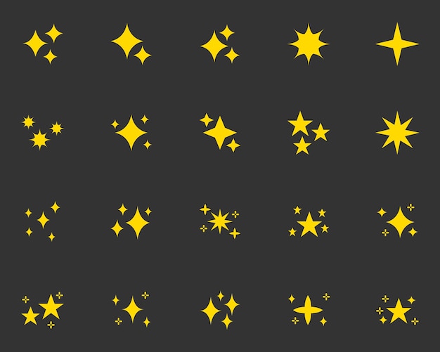 Set of sparkle icons glitter effect