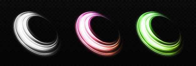 Set of sparkle swirls effect Shiny gradient rings