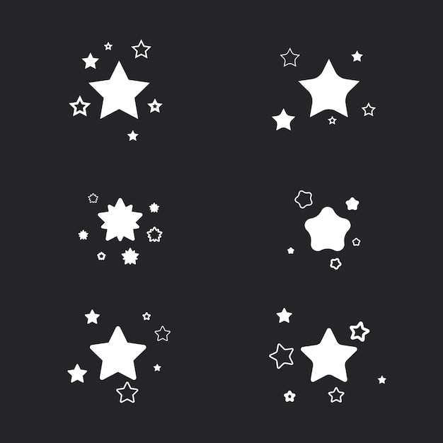 Set of sparkles stars with different shapes