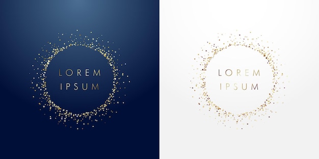 Set of sparkling circles with glittering golden dust Decorative elements Isolated graphic template