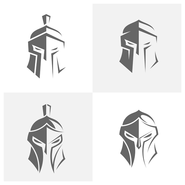 Set of Spartan logo design template Helmet logo design concept Vector illustration