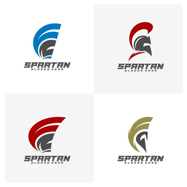 Set di spartan logo design vector sparta logo design template casco spartan logo icona simbolo