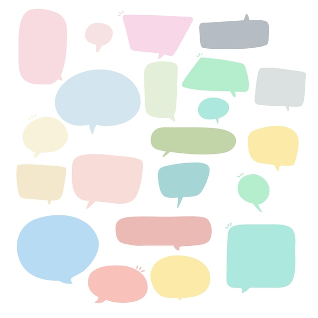 Set of speak bubble text, chatting box, message box outline cartoon illustration design. Balloon doo