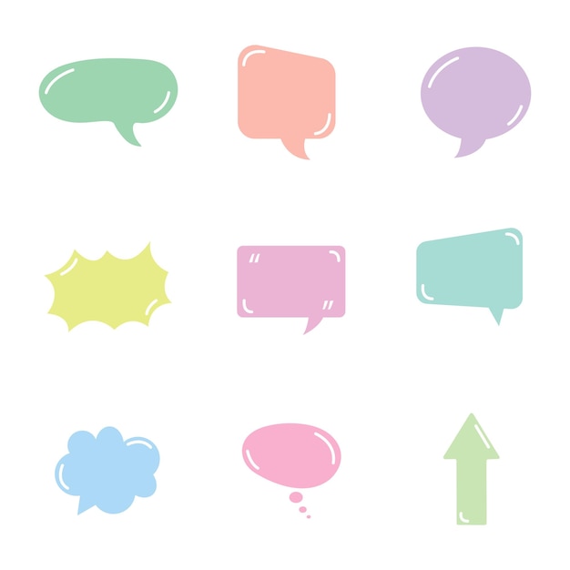 Set of speak bubble text chatting box message box outline cartoon vector illustration design