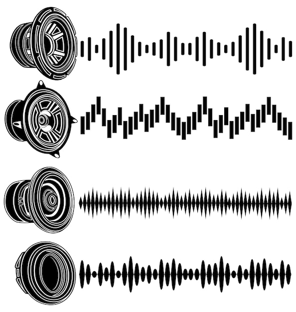 Impostare le onde sonore dell'altoparlante simbolo dell'icona illustrazione vettoriale della progettazione del altoparlante