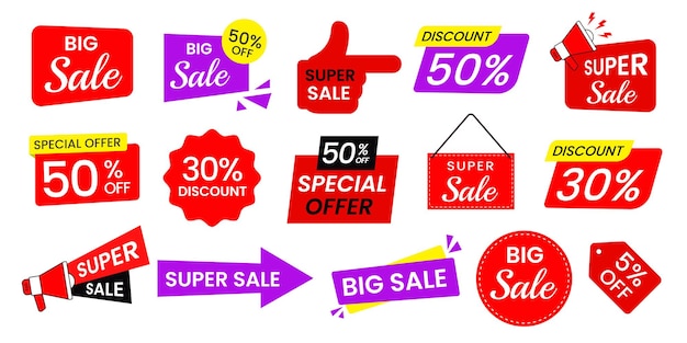 Set of special offer tag label