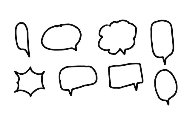 Set of speech bubble doodle hand-drawn for template, poster, comic, cartoon, banner, conversation.