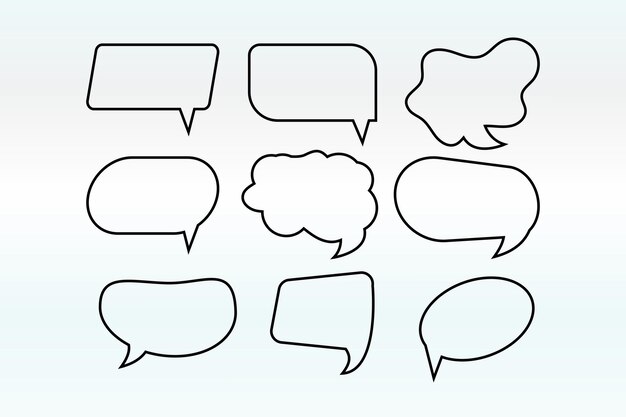 Vector set of speech bubble line icons. editable stroke linear design perfect hat speech bubble line