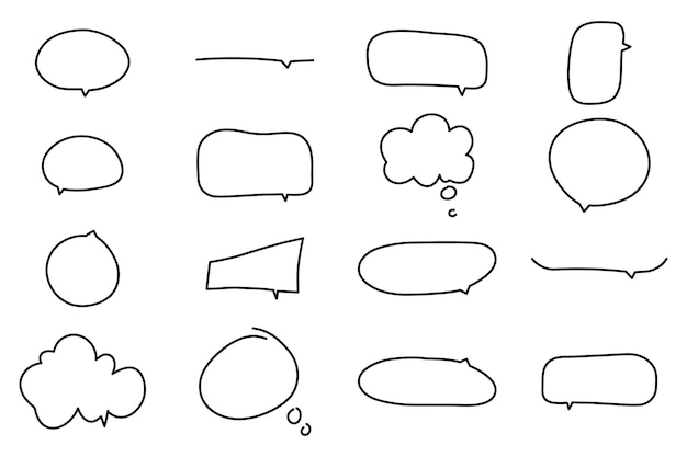 스케치 스타일의 말풍선 세트