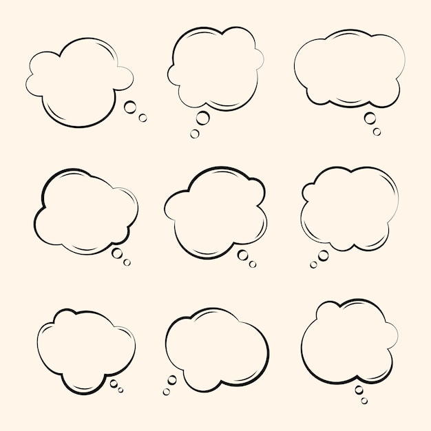 Set of speech bubbles or chat bubbles doodles hand drawn