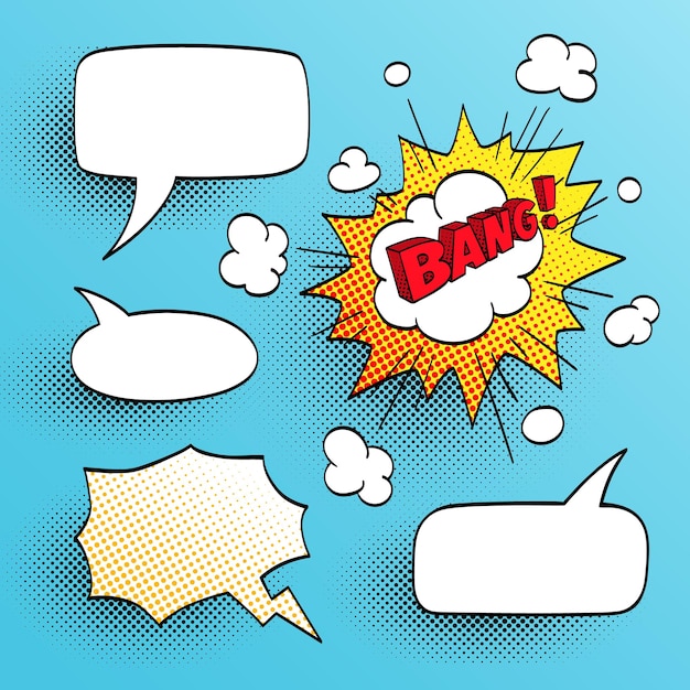 Vector set of speech bubbles. comic book illustration. sound effect.