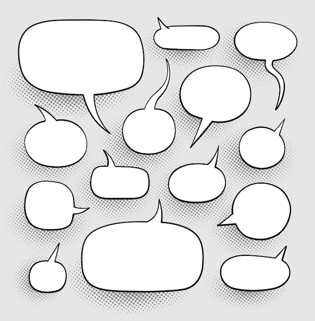 Vector set of speech bubbles. halftone shadows.