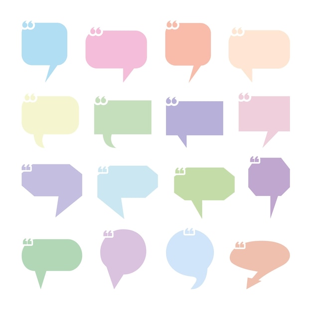 Set of speech bubbles in pastel colors Vector Illustration