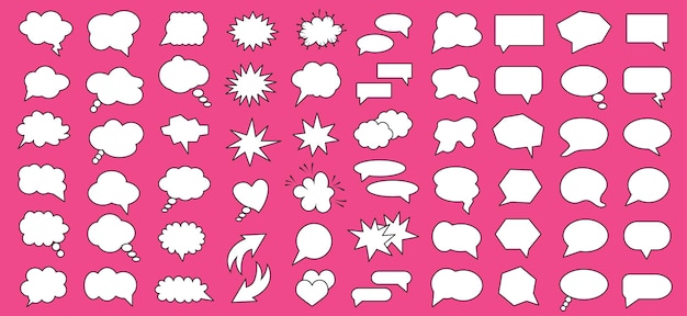 Set of speech bubbles set of blank template in pop art style vector illustration