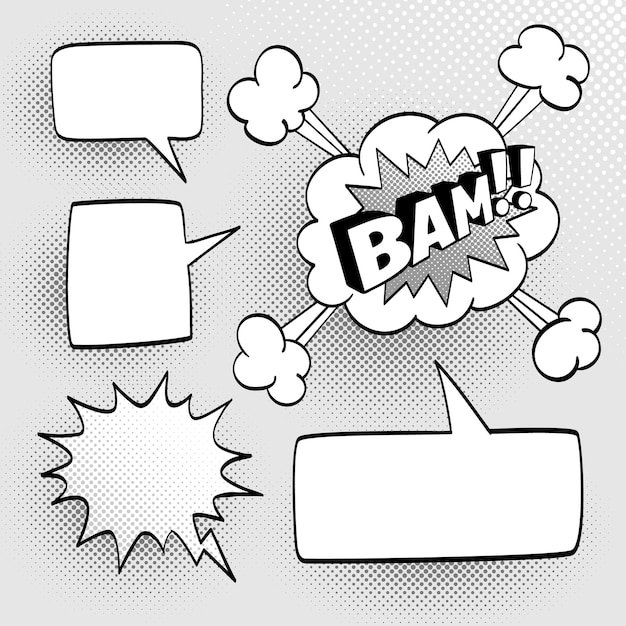 Vector set of speech comic bubbles