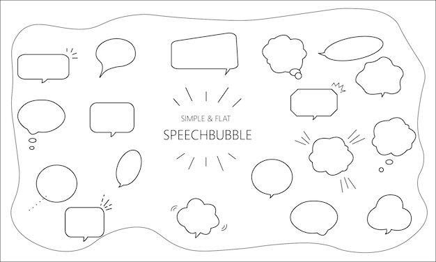 set speechbubble simple minimalistic, doodle, dialog boxes