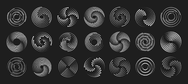 Vector set of speed lines in circle form. radial speed lines in circle form for comic books.