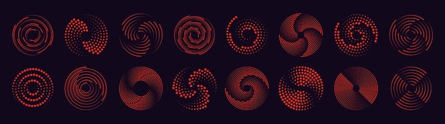 Vector set of speed lines in circle form radial speed lines in circle form for comic books