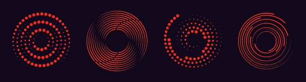 Vector set of speed lines in circle form